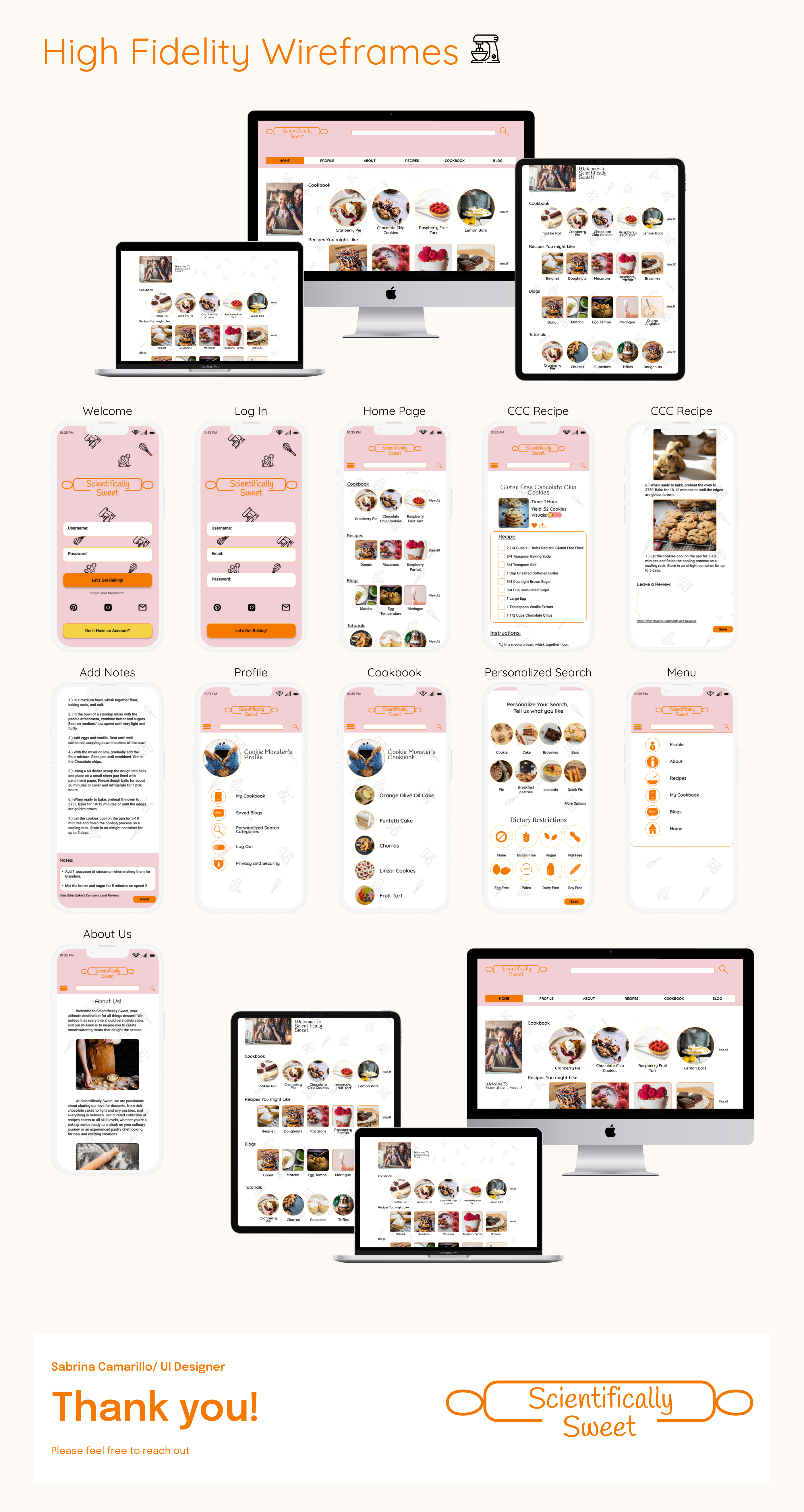 High Fidelity Wireframes