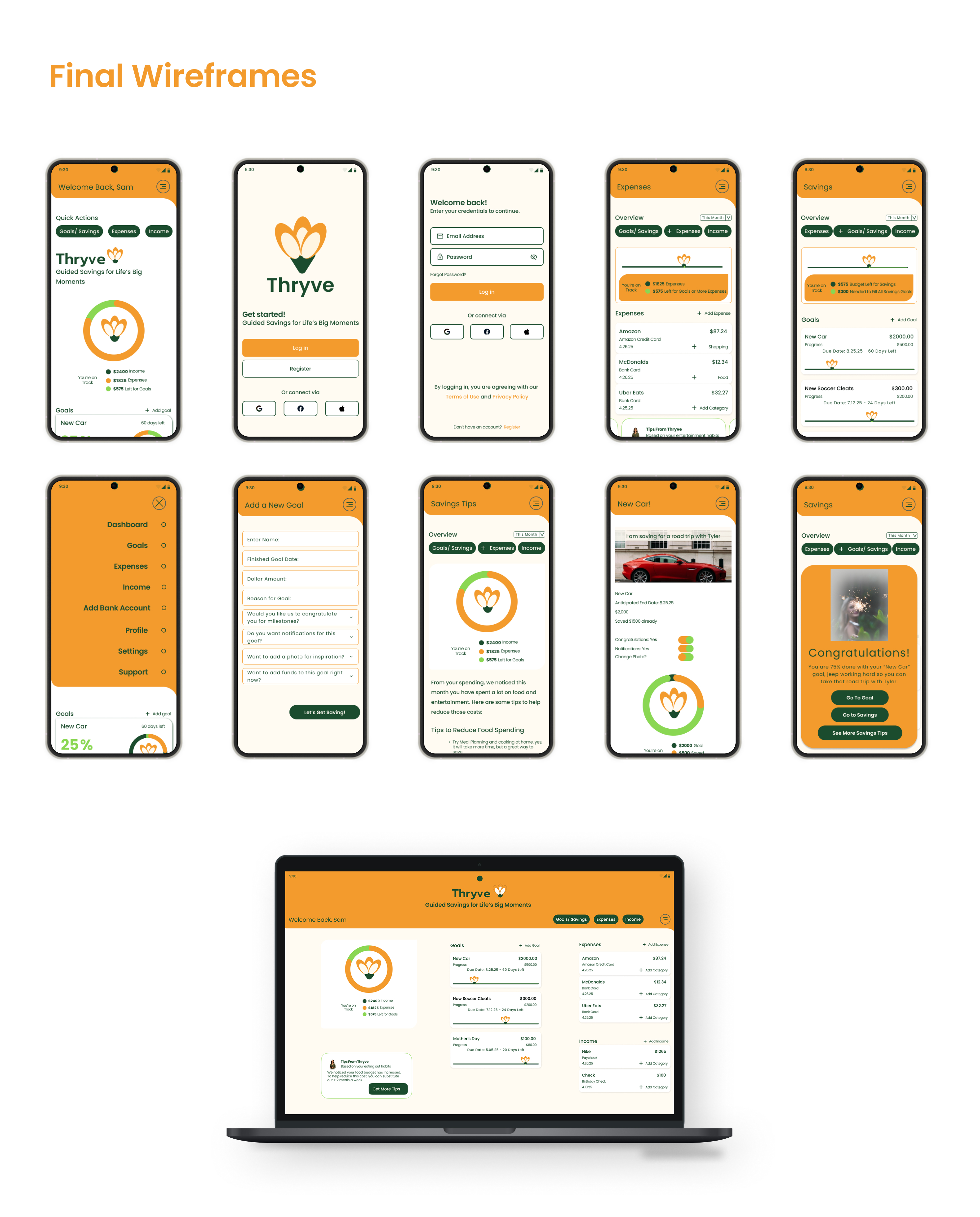 Final Wireframes
