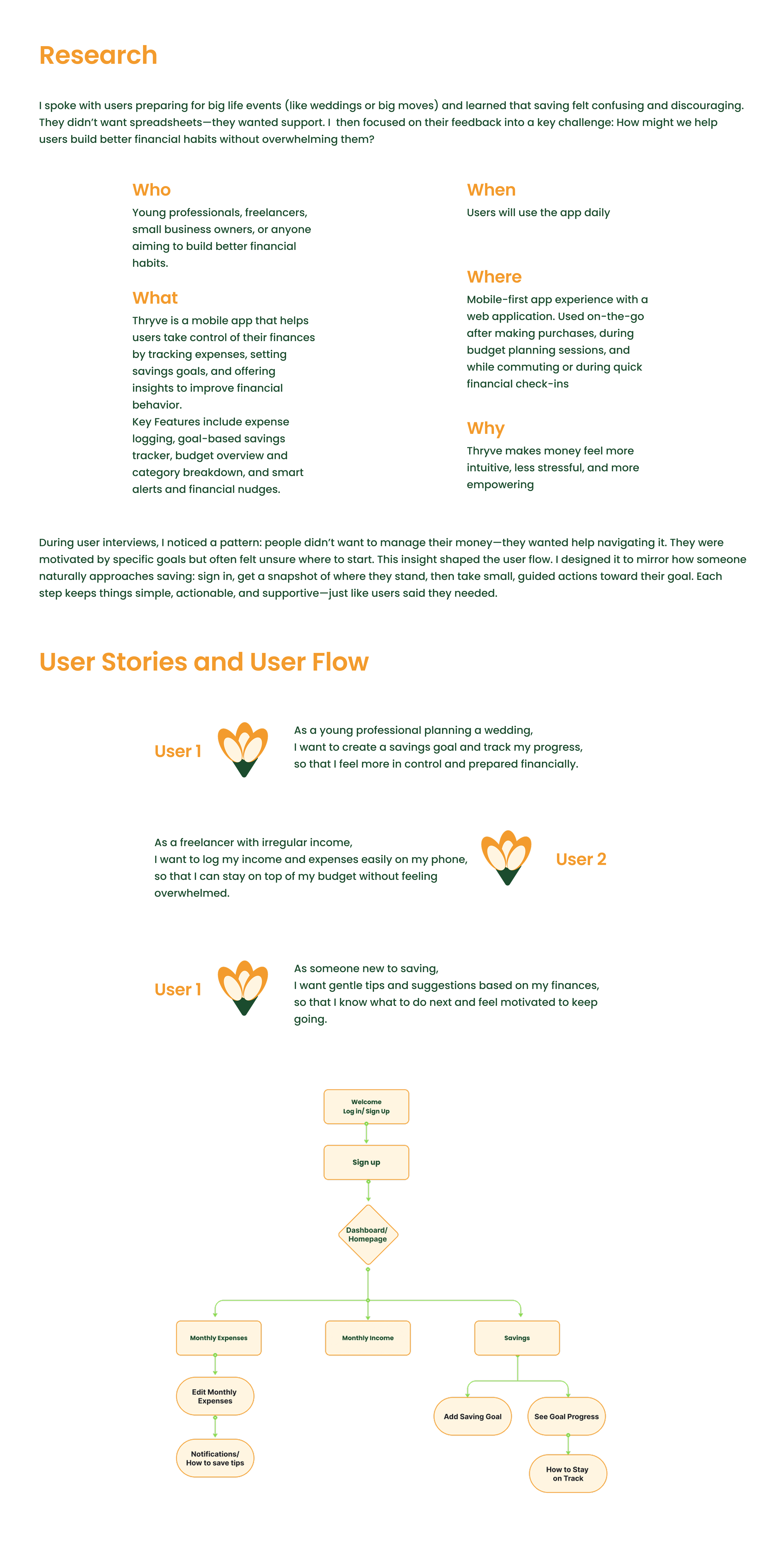 User Stories and Flows